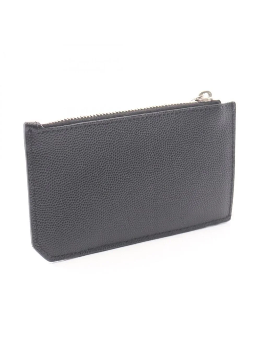 Saint Laurent Paris Coin Purse Fragment Zip Pouch Black Leather Case